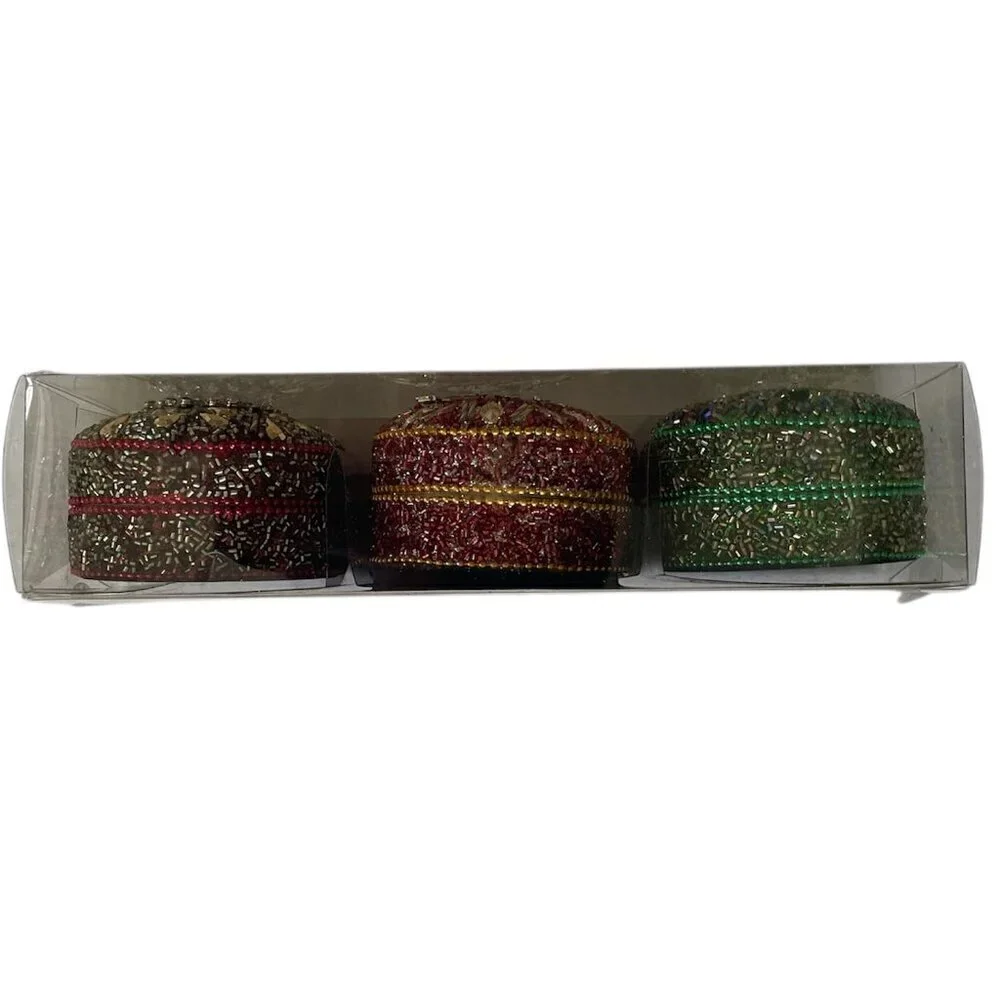 Pier 1 Mini Jeweled Christmas Mini Boxes  Set of 3 NWOT